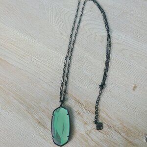Kendra Scott Faceted Reid Gunmetal Long Pendant Necklace in Gray Dichroic Glas